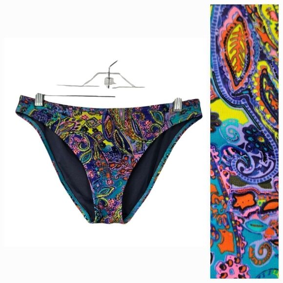 Victoria's Secret Swimwear Bikini Brief Bottom Moderate Coverage Paisley Print M - Picture 1 of 8